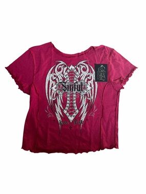 Affliction Sinful Graphic Tee with Rhinestones